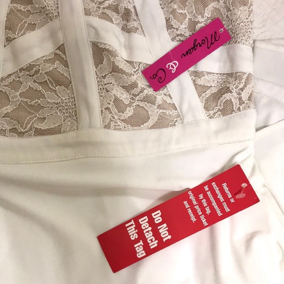 NWT Morgan & Co. Glitter Lace Bodice Gown Ivory - Picture 13 of 16